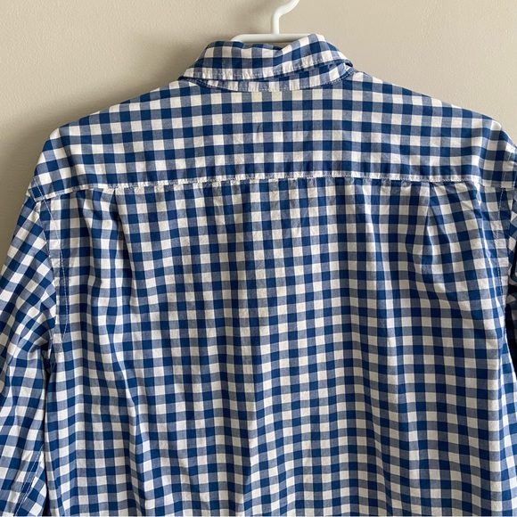 Old Navy Blue and White Checkered Gingham Classic Oxford Button Up Shirt size L - Picture 6 of 6